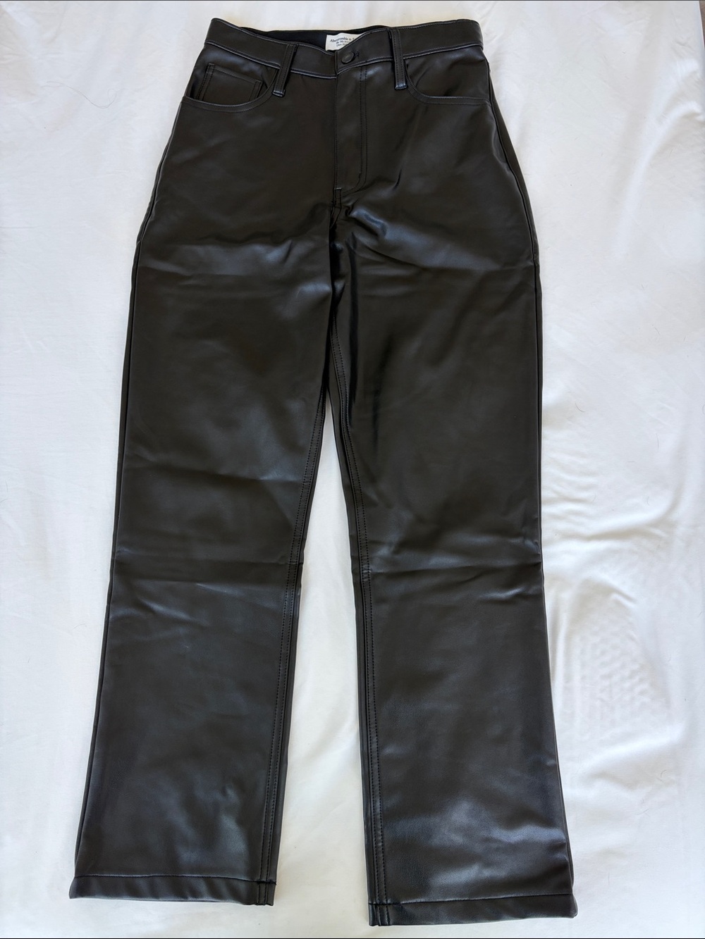Abercrombie & Fitch Black Faux Leather Straight-Leg Pants